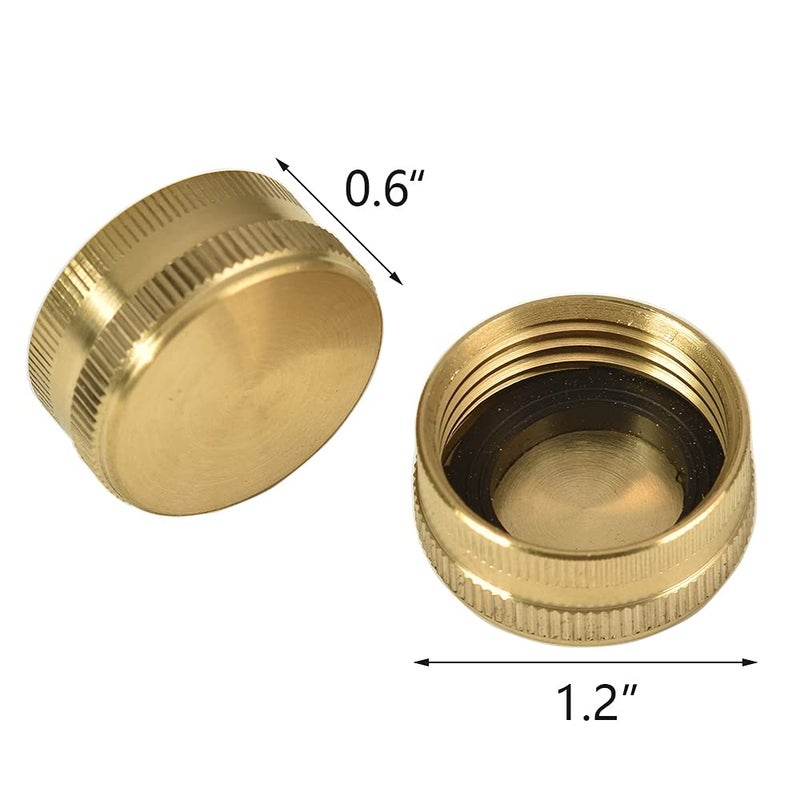 Sanpaint 2 Pack 3/4" Brass Garden Hose End Caps with Washers - Image 2
